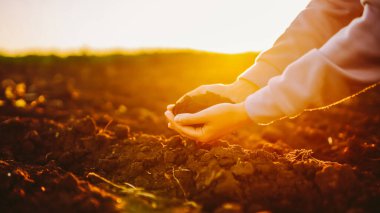 Batan güneşin altındaki bir tarlada iki el kara toprağı kavrıyor. Sahne, toprağa ekme hazırlıklarını gösteriyor. Bu an doğayla olan bağlantıyı vurgular..