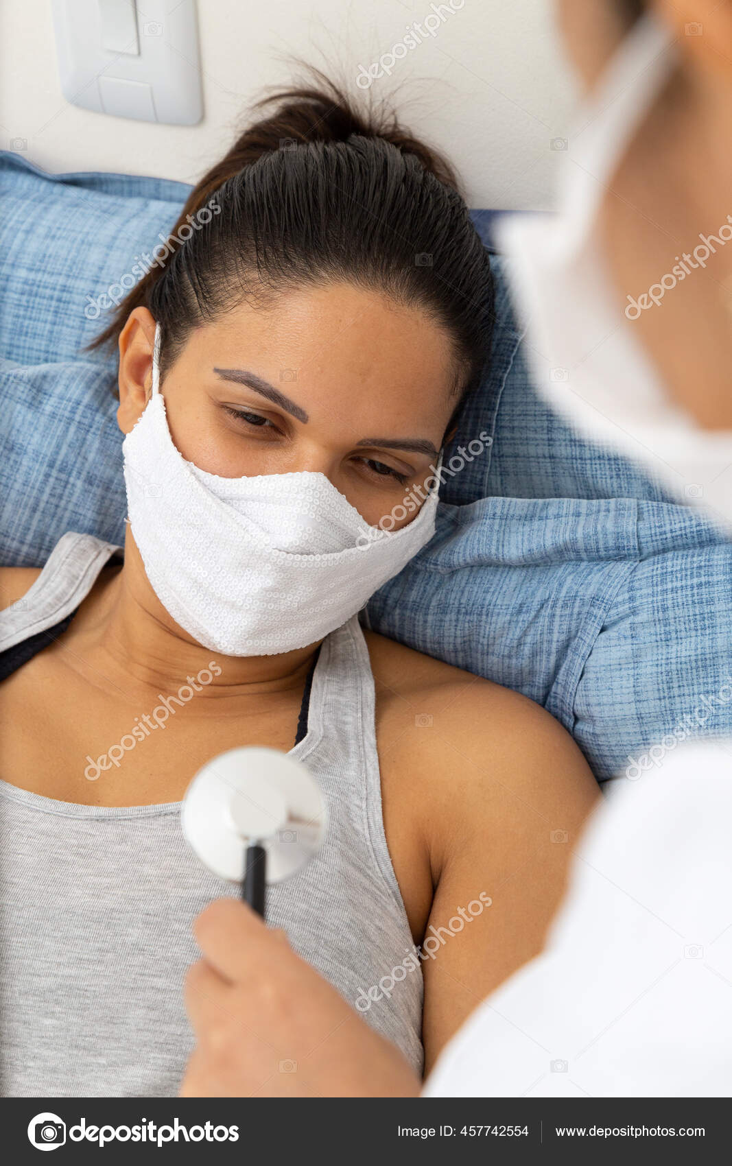 Patient Wearing Mask Bed Wearing White Mask Stock Photo by ©Mileno_Foto
