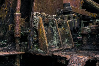 Paslı lokomotif. Bir lokomotifin küçük bir parçası.