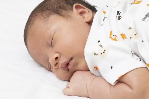 Baby Calm Relaxed Sleeping Bed Top View — Stock Photo, Image