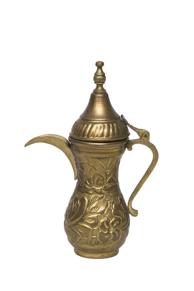 Antic gegraveerd metalen vaas met deksel opening in oosterse stijl — Stockfoto