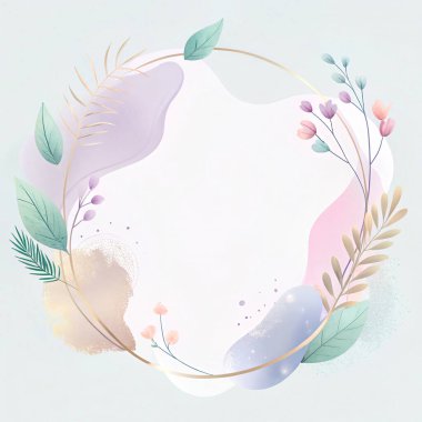 Rüya gibi pastel çerçeve lavantayı harmanlıyor, pembemsi pembe, gül mavisi, organik şekilli nane tonu ve doğadan esinlenilmiş elementler..