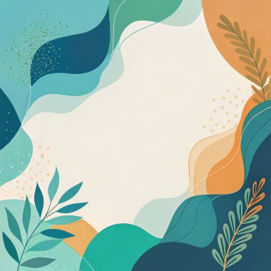 Canlı deniz köpüğü, kehribar, terracotta ve yosun renkleriyle, organik şekiller ve doğal akış içeren soyut kıyı şeridi..