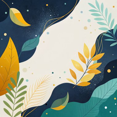 Donanma, orman yeşili, deniz mavisi ve altın renginde doğal akış şekilleri ve zarif çiçeklerle donanımlı ve soyut bir geçmişe sahip..