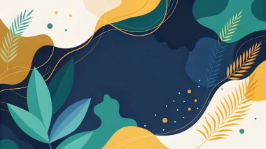 Donanma, orman yeşili, deniz mavisi ve altın renginde doğal akış şekilleri ve zarif çiçeklerle donanımlı ve soyut bir geçmişe sahip..