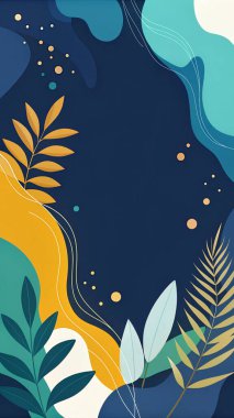 Donanma, orman yeşili, deniz mavisi ve altın renginde doğal akış şekilleri ve zarif çiçeklerle donanımlı ve soyut bir geçmişe sahip..