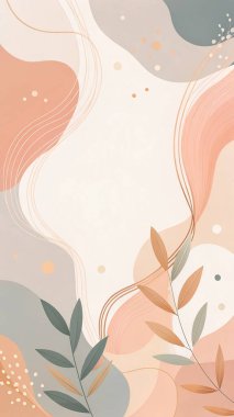 Allık, fildişi, bej ve kayısı renginde hassas pastel rengi parlak detaylar ve organik botanik elementlerle..