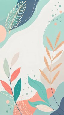 Mavi, menekşe, su, şeftali ve mercan renklerini içeren modern pastel soyut altın parıltılı ve akışkan organik formlar.