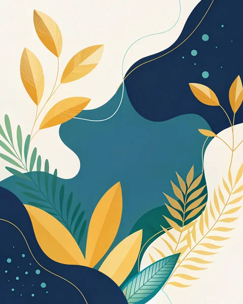 Donanma, orman yeşili, deniz mavisi ve altın renginde doğal akış şekilleri ve zarif çiçeklerle donanımlı ve soyut bir geçmişe sahip..