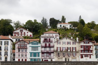Bulutlu bir günde ağaçların arasında evler
