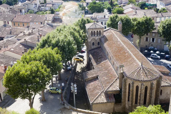 Saint Gimer kyrkliga vy från ovan i Carcassonne, Frankrike — Stockfoto