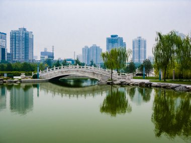 Gölet küçük köprü ile