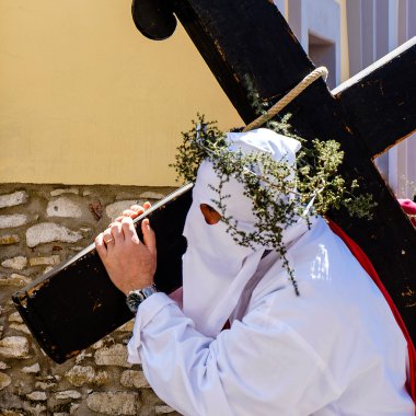 Way of the Cross in a southern Italian town. clipart