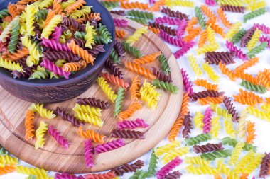 çeşitli türleri ve İtalyan pasta şekilleri. kuru pasta backgrou