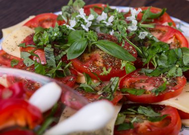 Vejetaryen peynir ve domates salatası