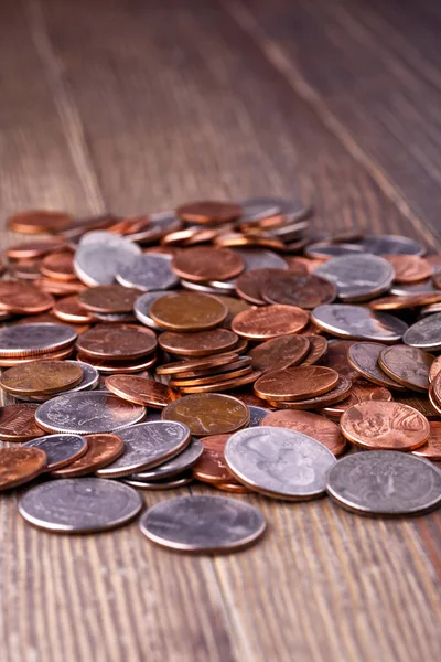 Американские Монеты Доллары Сша Деревянном Столе — стоковое фото