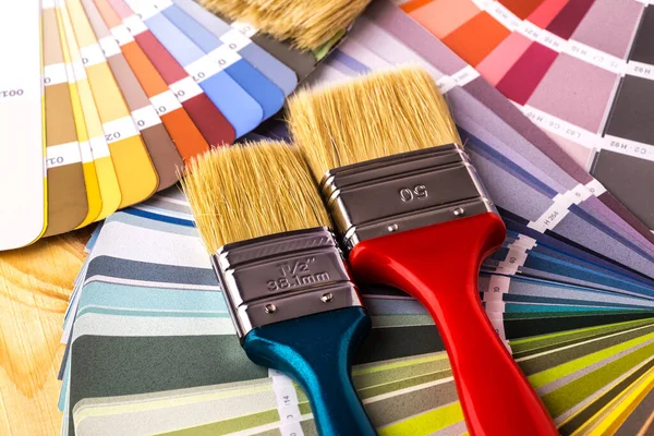 Close Paleta Cores Guia Para Impressão Pintura Conceito Escolha Cores — Fotografia de Stock