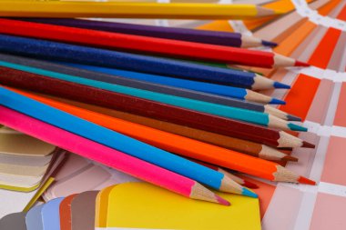 Yazdırma ve boyama için renk paleti rehberine yakın plan. Kavram - tasarım için renk seçimi.