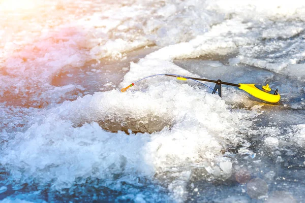 Ice Augers Fishing Winter Frosty Fishing River Winter Fishing — Stock Photo, Image