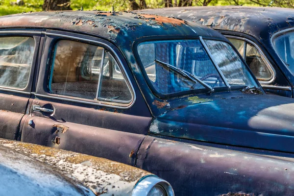 Khmelnitsky Ucraniana Junho 2021 Velhos Carros Retro Soviéticos Livre Despejo — Fotografia de Stock