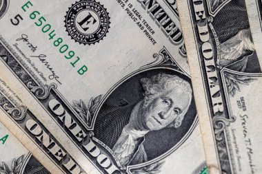 Bir dolarlık Amerikan banknotları. Paraları kapatın. Zenginlik konsepti, serbest ticaret, iş kavramı