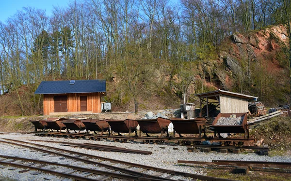 Narrow tracks in stone quarry — Stock Photo, Image