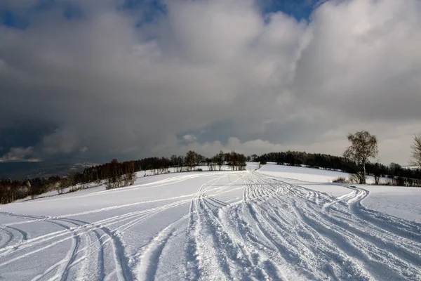 Ścieżka w śnieżny dzień słoneczny — Zdjęcie stockowe