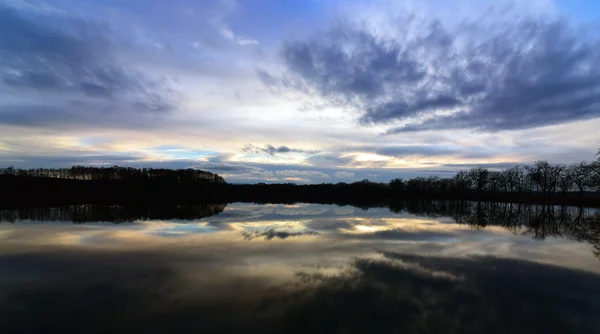 Sunset near ponds — Stock Photo, Image