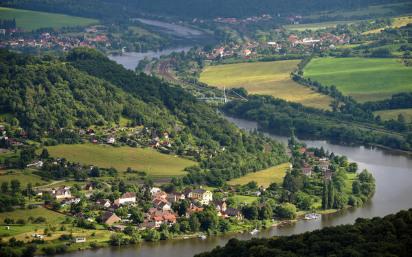 View from Skalky over Labe river in sunny day