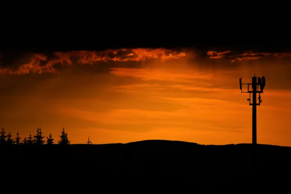 Sunset in evening in Jeseniky mountains — Stock Photo, Image