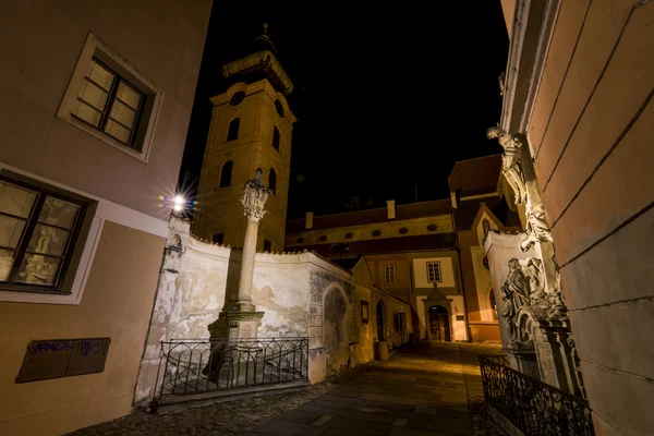 Noite em Ceske Budejovice cidade — Fotografia de Stock