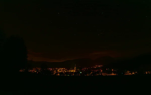 Estrellas Luces Ciudad Hejnice Las Montañas Jizerske Hory Norte Bohemia — Foto de Stock