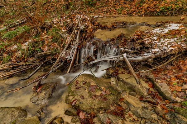 Cascata Torrente Bystricka Vicino Bystrice Pod Hostynem Città Nella Moravia — Foto Stock