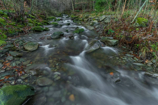 Wasserfall Bach Bucaci Moravskoslezske Beskydy Einem Frostig Kalten Wintertag — Stockfoto