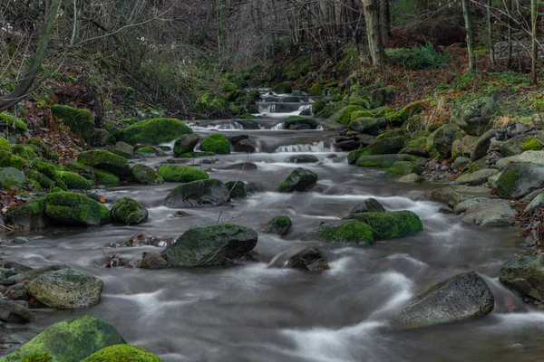 Wasserfall Bach Bucaci Moravskoslezske Beskydy Einem Frostig Kalten Wintertag — Stockfoto