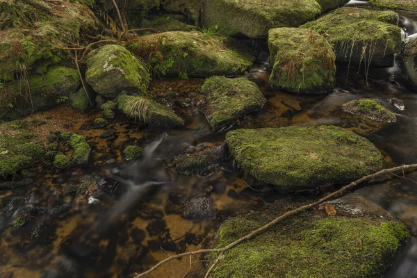 Cala Konsky Parque Nacional Sumava Con Cascada Cascada Invierno Día — Foto de Stock