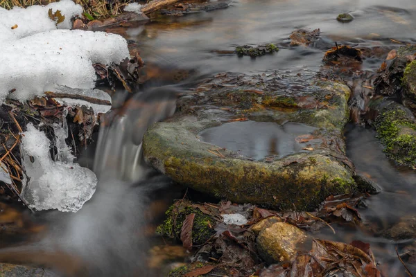 Kokotinsky Dick Creek Green Moss Stone Winter Cold Day South — Stock fotografie