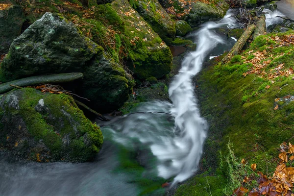 Cerna Strz Καταρράκτη Στο Cerny Creek Στο Εθνικό Πάρκο Sumava — Φωτογραφία Αρχείου