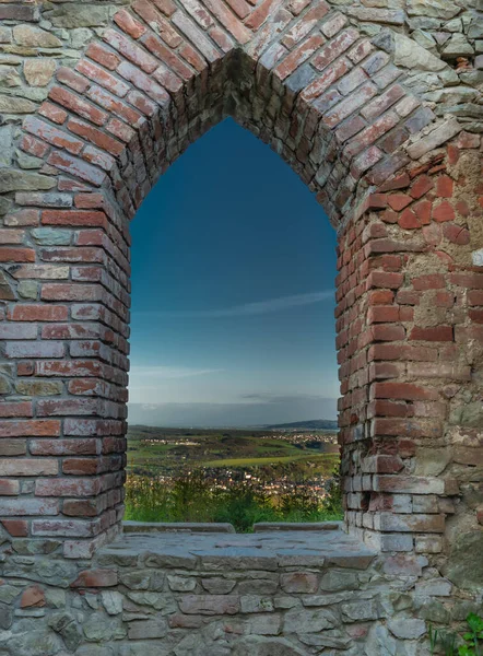 Januv Slott Över Vizovice Stad Frisk Vår Solig Morgon Janova — Stockfoto