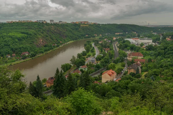 Blick Auf Das Tal Der Moldau Der Nähe Von Prag — Stockfoto