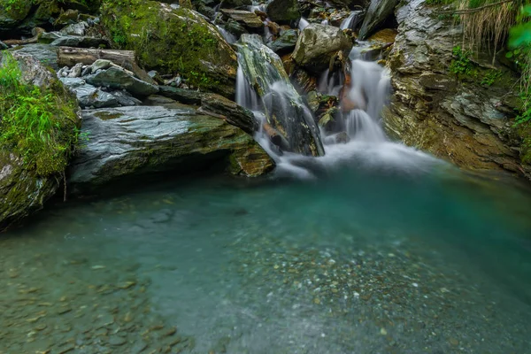 Nice Color Clean Wild Creek Huttschag Village Summer Hot Day — Stock Photo, Image