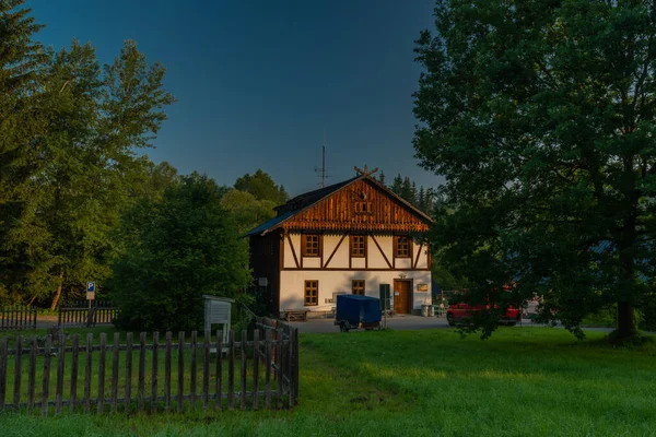 Color Morning Stozec Village House Forest National Park Sumava — Stock Photo, Image