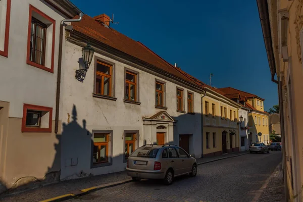 Stará Barva Ulice Domy Litoměřicích Město Barvě Letní Horký Večer — Stock fotografie