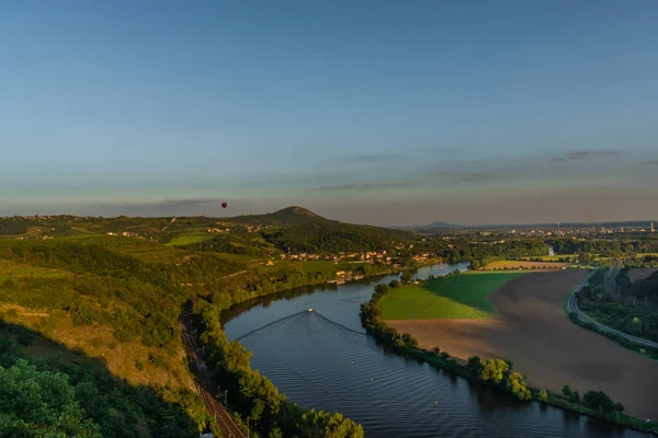 Porta Bohemica Místo Konci Léta Západem Slunce Slunečné Oranžové Světlo — Stock fotografie