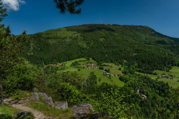 Schockl Kopec Ehrenfels Hrad Blízkosti Města Sankt Radegund Letní Barvě — Stock fotografie