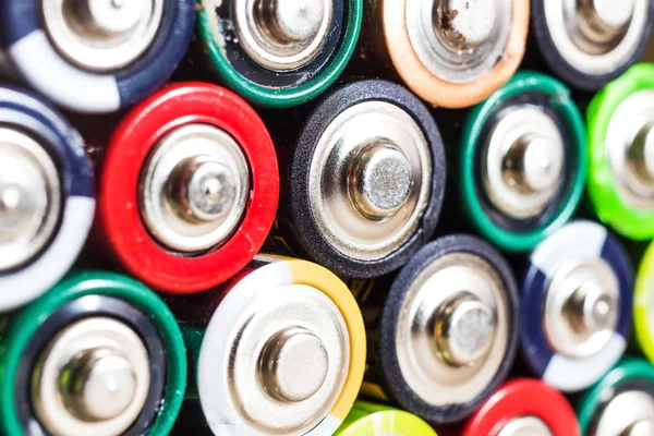 Batteri färg närbild bredvid varandra Stockfoto