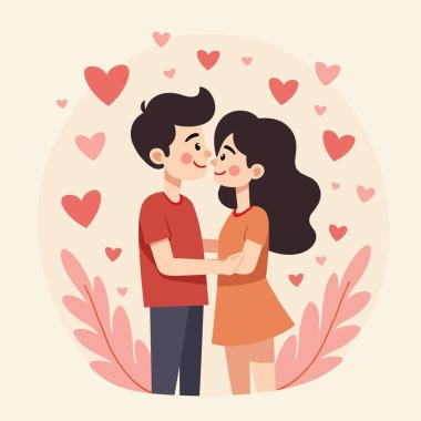 Sevgililer Günü vektör illüstrasyonunuz kutlu olsun. Romantik çift. Aşk. Sevgililer Günü.