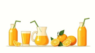 Bardakta meyve ve meyve suyu var. vektör