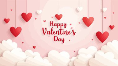 Sevgililer Günü tebrik kartı ve kalpler.