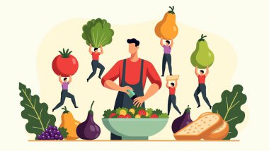 İnsanlar ve sağlıklı yiyecekler